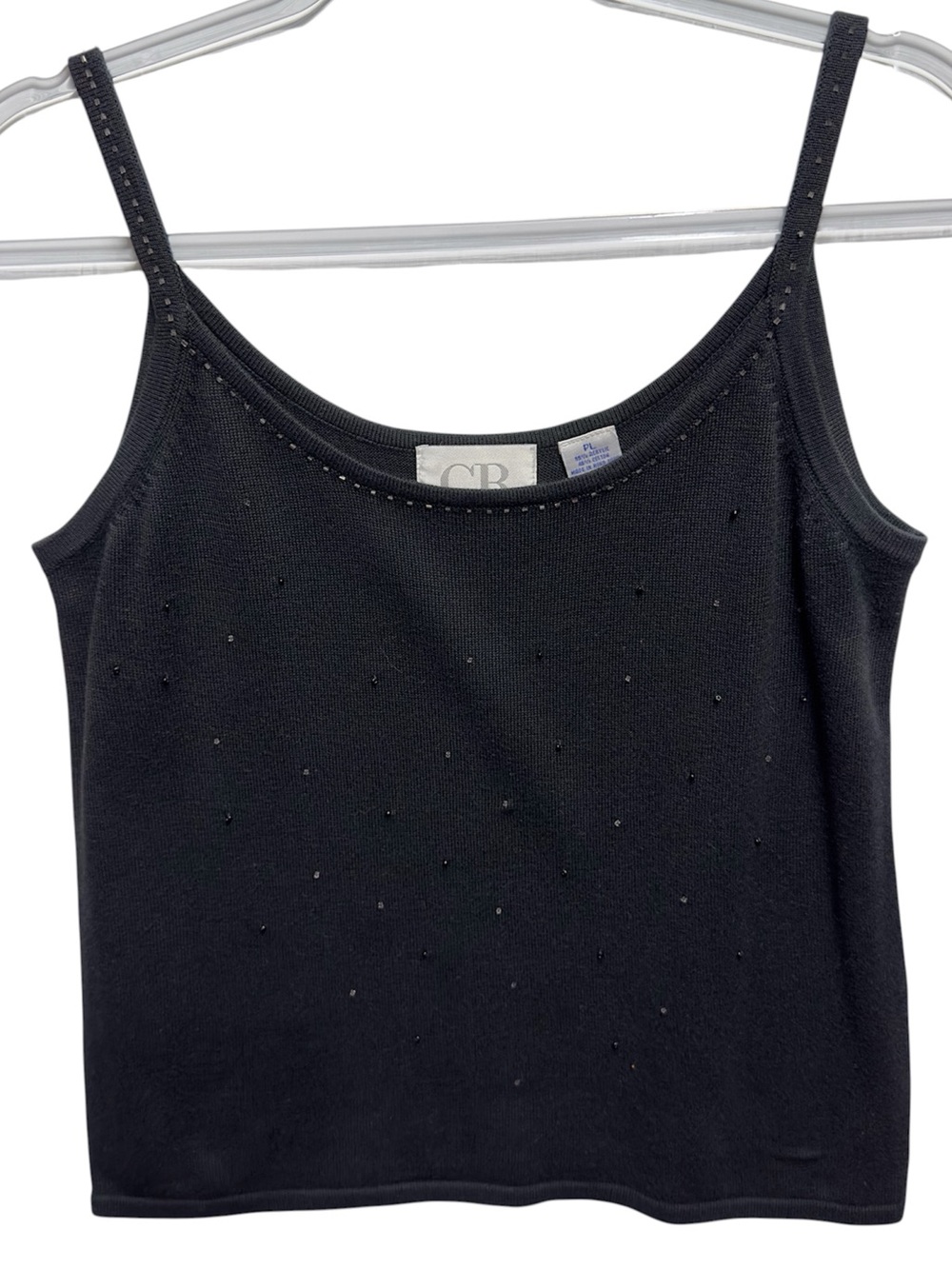 90s Y2K Beaded Cotton Knit Sweater Vest Cami Tank Top